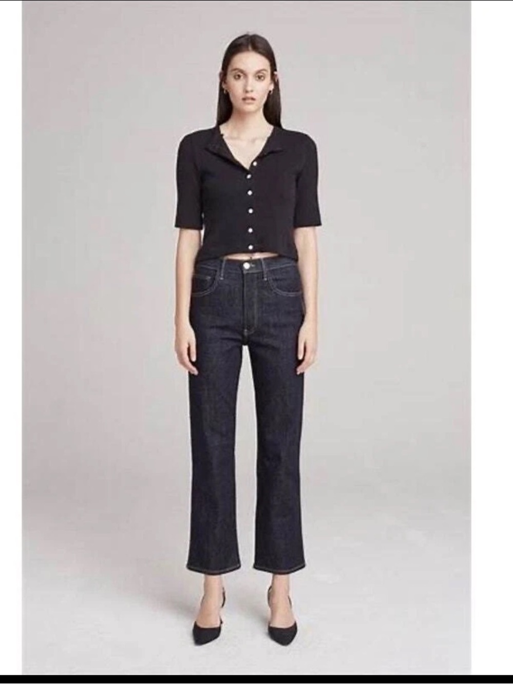 NWT 3x1 Made Here Anthropologie Joni Dark High Rise Wide Leg Ankle Jean Size 25